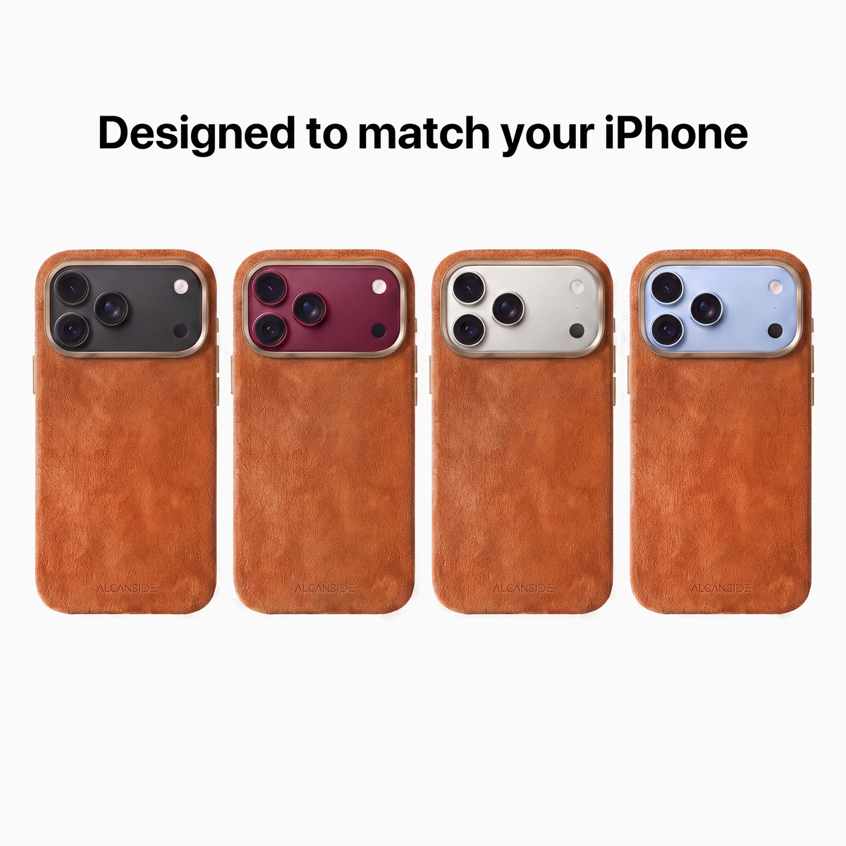 Orange Alcantara cases designed to match every iPhone 18 colour
