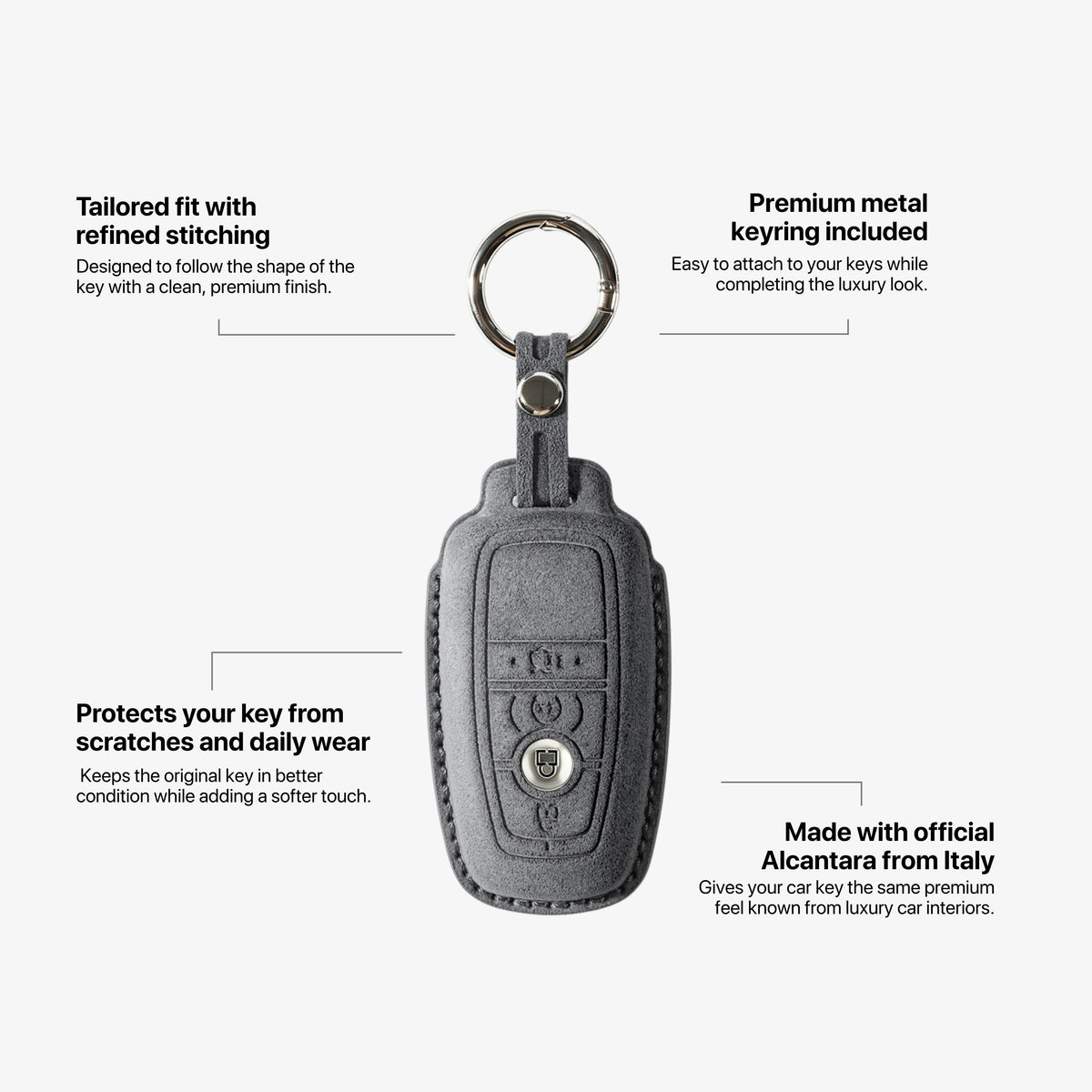 Alcantara Car Key Fob Cover for Ford Model B - Space Grey 5