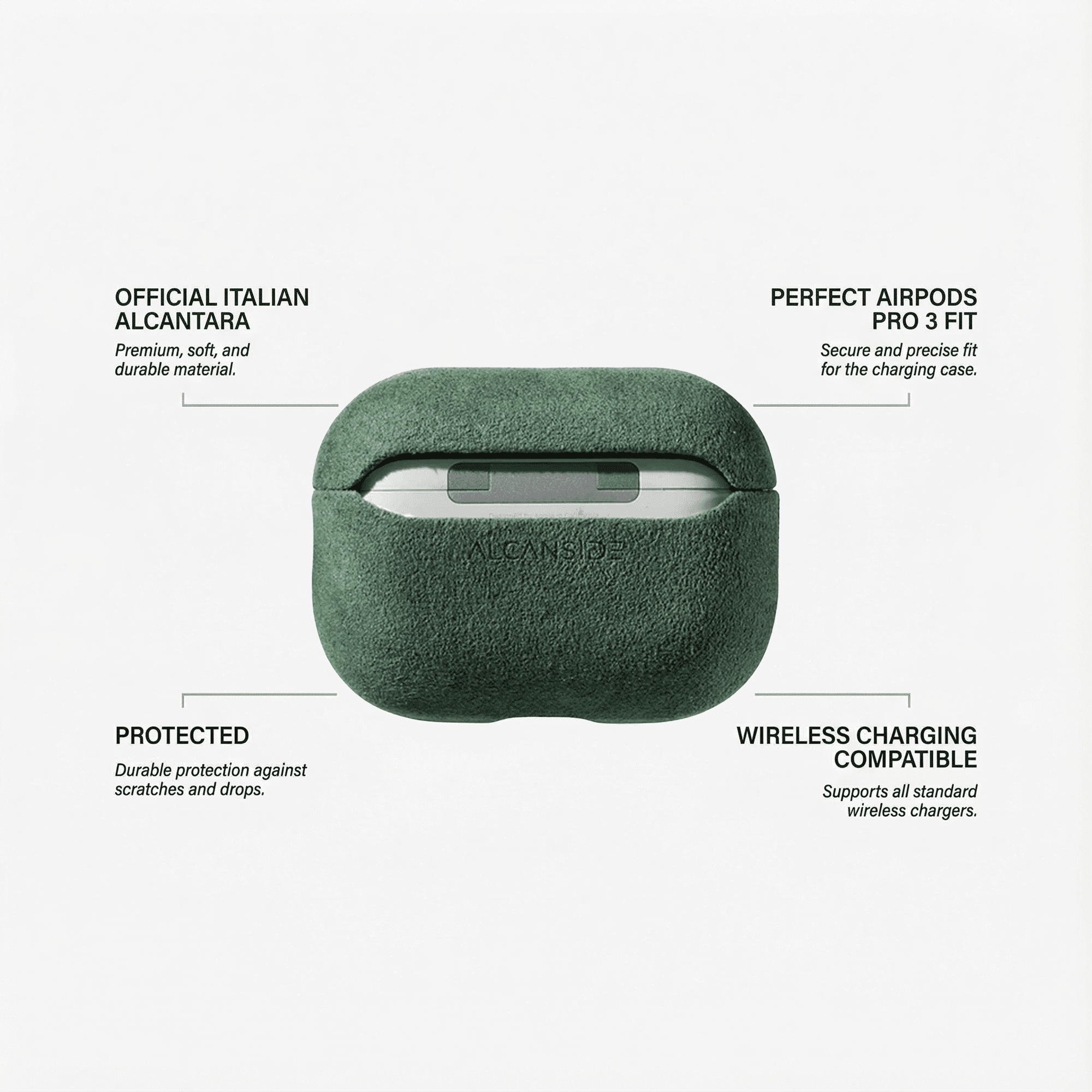 AirPods Pro (3rd Generation) Alcantara Case - Midnight Green - Alcanside