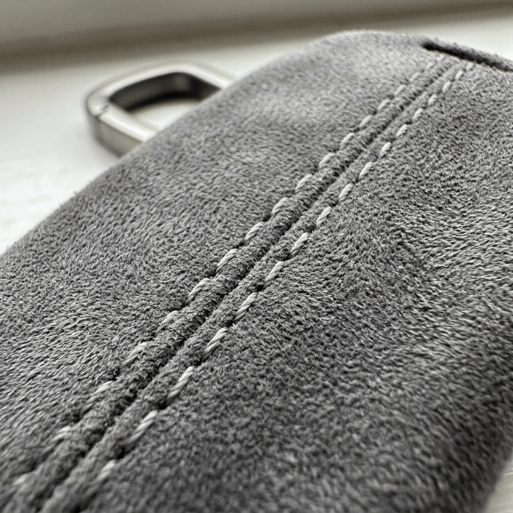 Alcantara Car Key Fob Cover for Audi Model C with Buckle - Space Grey - Alcanside