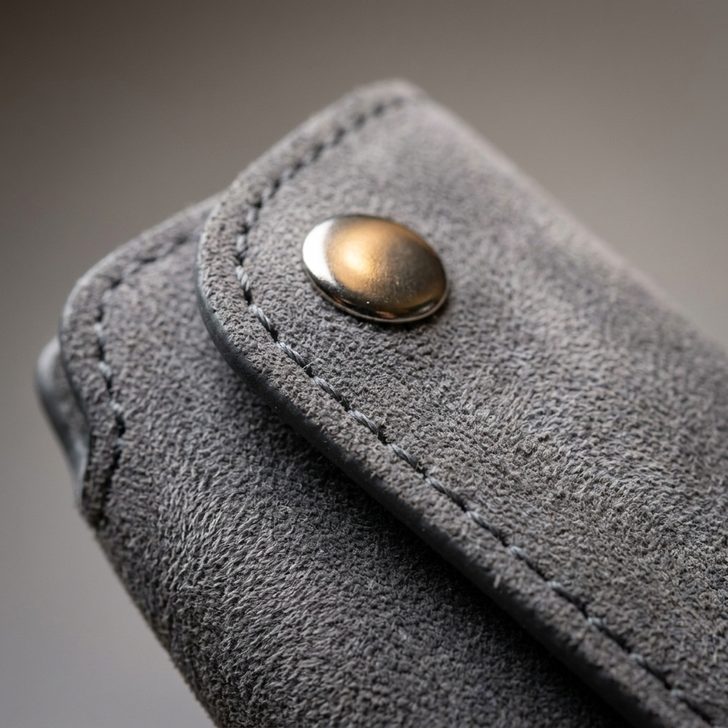 Macro detail of the Alcantara texture and stitching