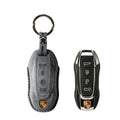 Alcantara Car Key Fob Cover for Porsche Model C with Buckle - Space Grey