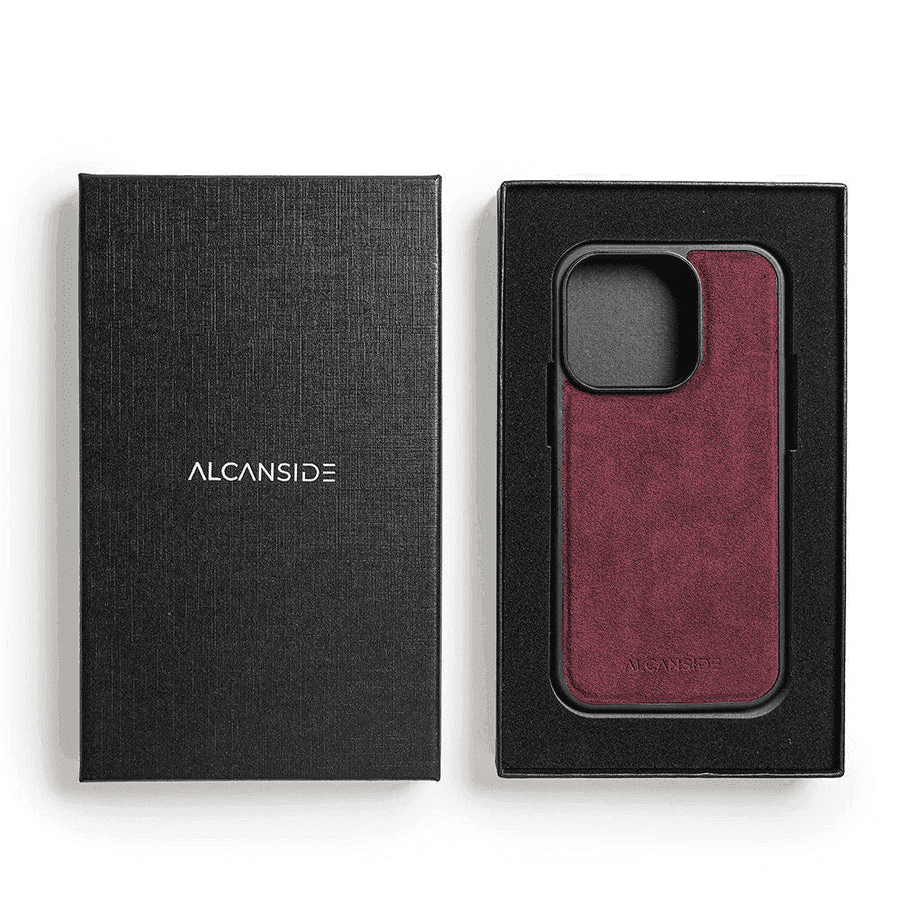 iPhone 16 Pro Max - Alcantara Back Cover - Wine Red - Alcanside